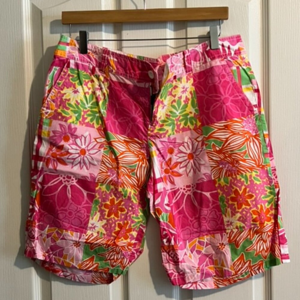 Lilly Pulitzer Patchwork Print Bermuda Shorts (Size 14)